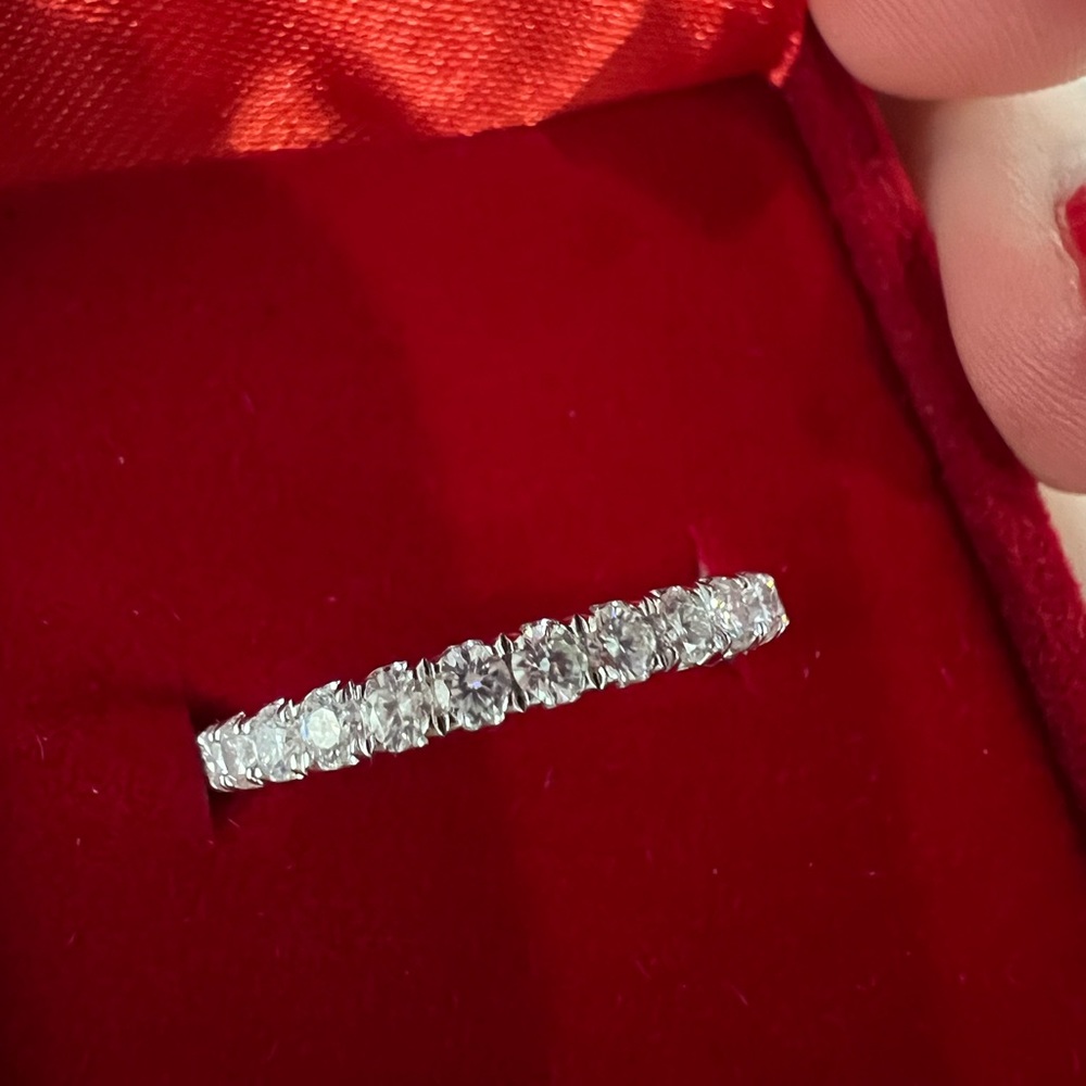 Moissanite diamond half eternity wedding band ring - Picture 6 of 7